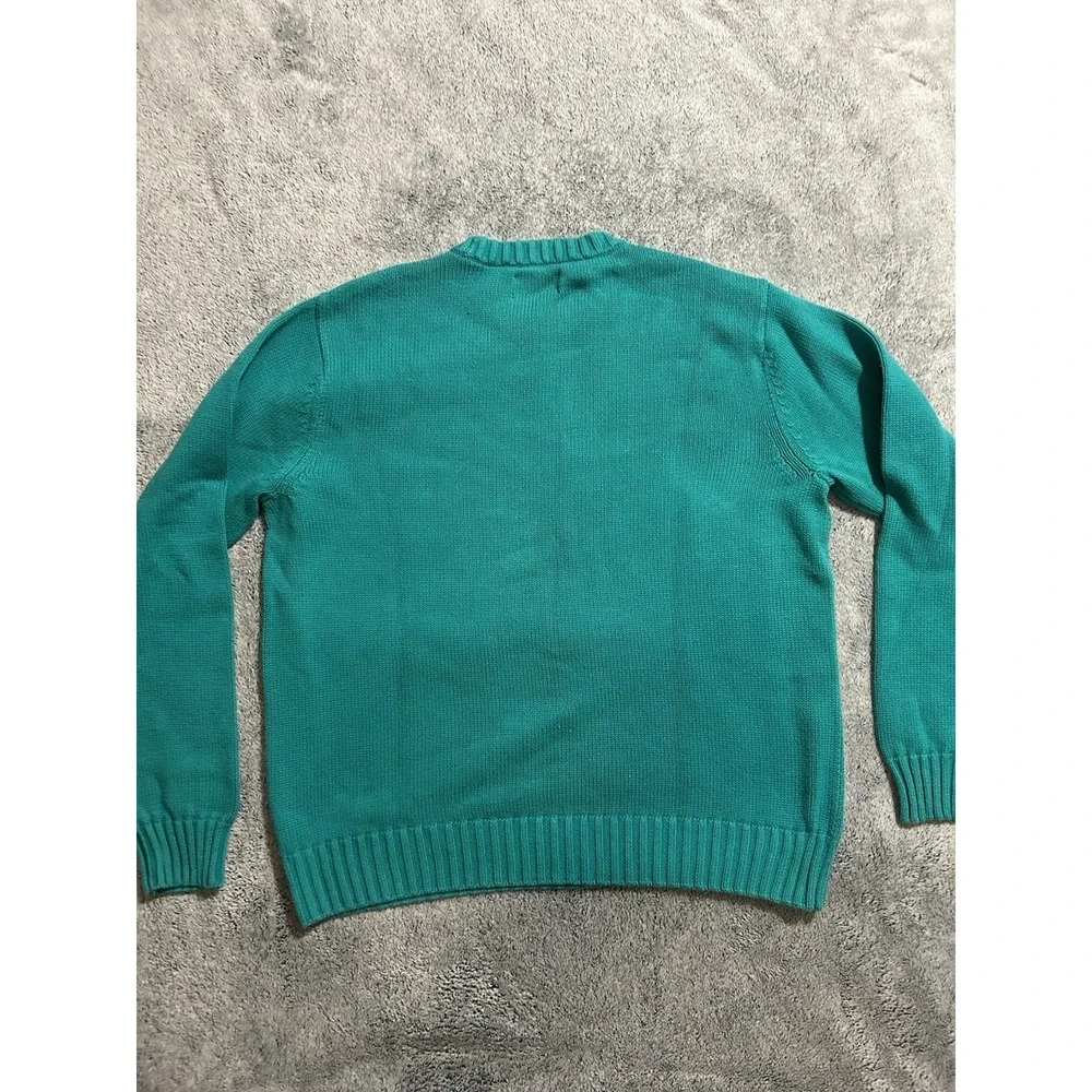Chaps Men's XL Crewneck Sweater Teal Green 100% Cotton Embroidered Logo